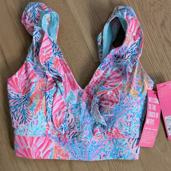 Lilly Pulitzer, Luxletic Sucre Ruffle Sports Bra Size XXS New With Tags - Picture 4 of 7